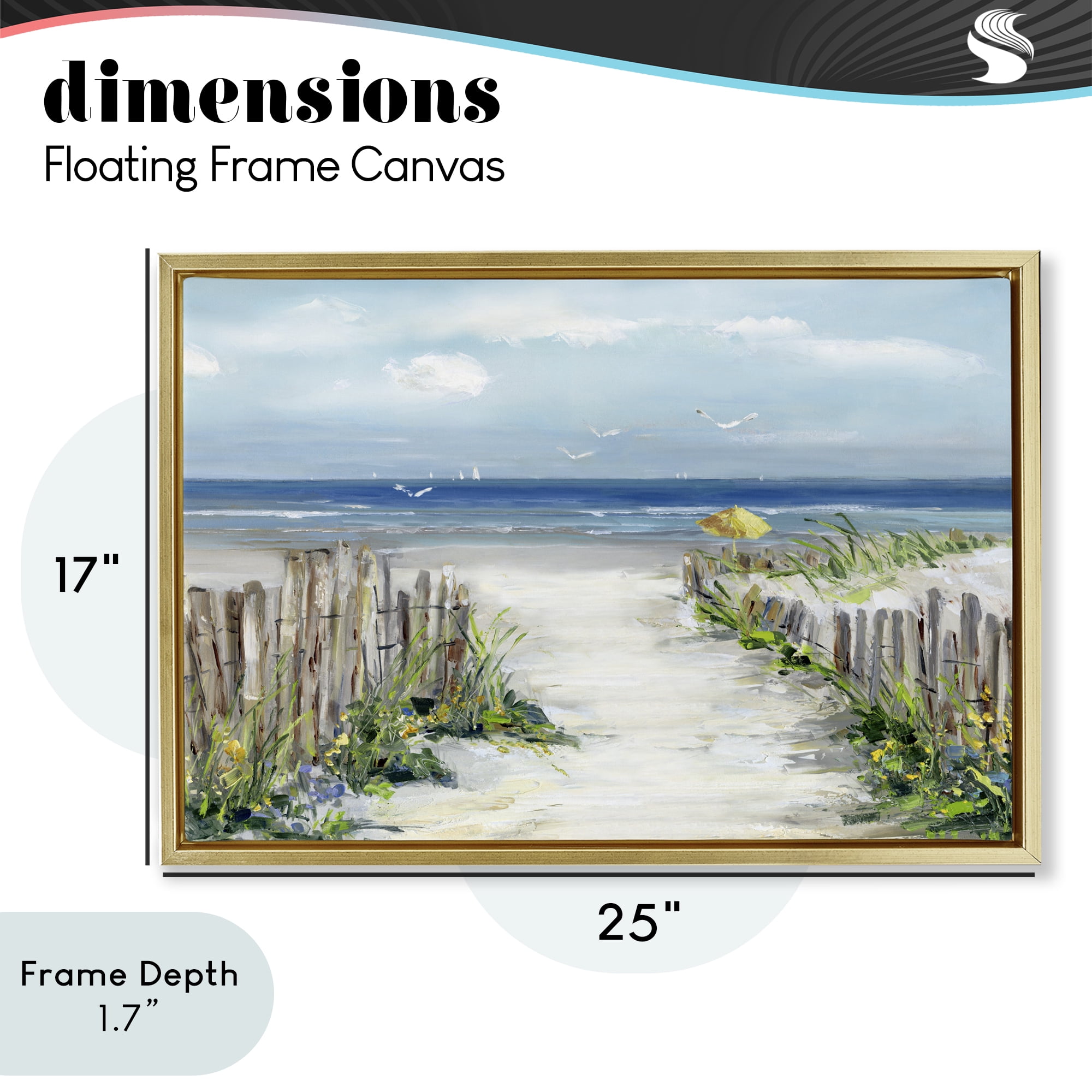 Stupell Industries Sunlit Dune Path To Ocean Gold Framed Floater Canvas Wall Art, design by Sally Swatland
