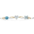 thumbnail image 2 of Gem Stone King 925 Silver and 10K Yellow Gold Swiss Blue Topaz Moissanite Sky Blue Aquamarine and Lab Grown Diamond Tennis Bracelet for Women By Keren Hanan (1.95 cttw, Adjustable up To 9 inch), 2 of 4
