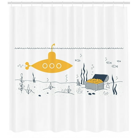 Yellow Submarine Shower Curtain Submarine Fish And A Treasure