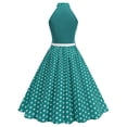 thumbnail image 2 of IWEMEK Women 1950s Vintage Polka Dot Swing Dress with Bow Tie Neck Sleeveless Cocktail Party Prom Tea Evening Dresses M Lake Blue, 2 of 10