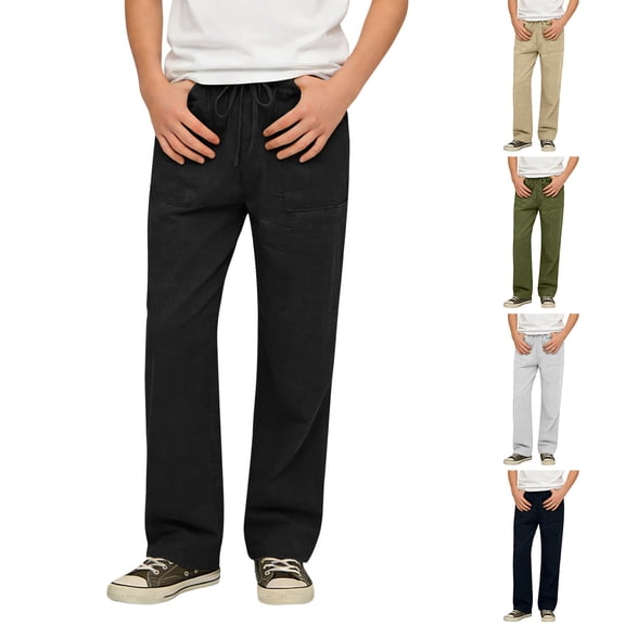 CAIXIA Kids Sweatpants Boys Girls Soft Elastic Waistband Cotton Joggers Athletic Straight Wide Leg Back To School Pants Open Bottom Lounge Palazzo Trousers Track Sweat Pants with Pockets Streetwear