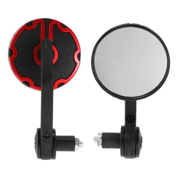 Unique Bargains 1 Set M8 Universal Motorcycle Rear View Mirrors Bar End Side Mirrors Mount Adjustable Aluminum Plastic Black Red Round Shape