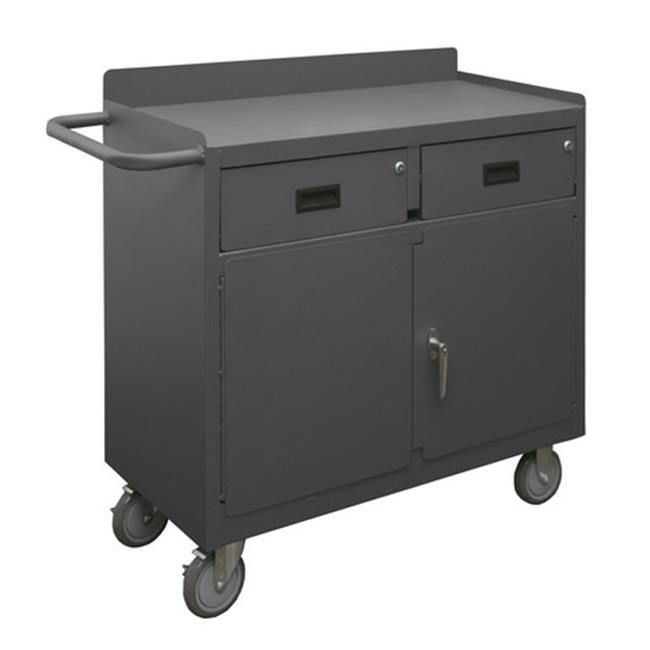 36 in. 16 Gauge Lockable Mobile Bench Storage Cart with 3 Shelves