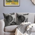 thumbnail image 3 of Black Grey Gray Pillow Covers 18x18 Set of 2 Dahlia Modern Geometry Flower Decorative Throw Pillows Outdoor Summer Floral Farmhouse Pillowcases Linen Cushion Case Decor for Home Sofa Couch Bed, 3 of 6