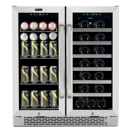 Whynter 30 in. Built-in French Door Dual Zone 33 Bottle Wine Refrigerator 88 Can Beverage Center