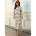 thumbnail image 6 of 2 Piece Skirts Sets for Women Fall Fashion Striped Sweater Midi Dress Knit Lounge Travel Winter Clothes Almond White S, 6 of 9