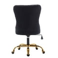 thumbnail image 6 of Guyou Modern Swivel Office Chair, Velvet Fabric Button Tufted And Nailhead Trim Accent Chair With Upholstery, Black, 6 of 12