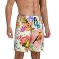 thumbnail image 2 of Fotbe Flowers And Birds Watercolor Pajama Shorts for Men, Men's Pajama Bottoms, Sleepwear,Short Pajama Pants-3X-Large, 2 of 9