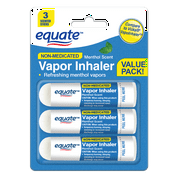 Equate Non-Medicated Vapor Inhaler Stick for Nasal Decongestion, Menthol Scent - 3 Pack