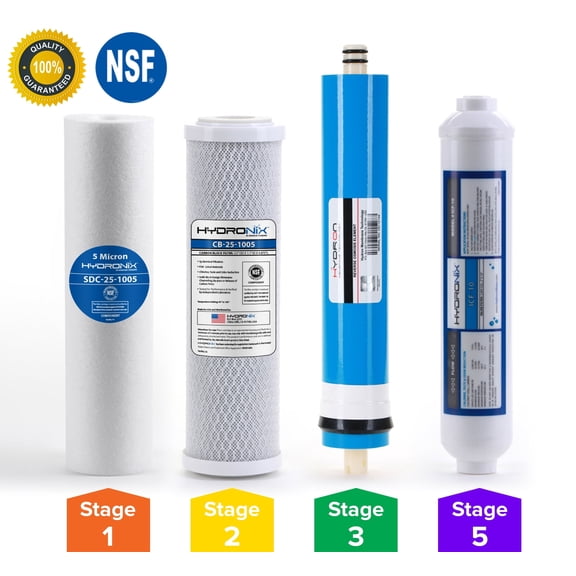 Reverse Osmosis Replacement Filter Set RO Cartridges 4 stage w/ 75 GPD Membrane