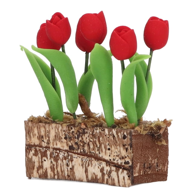 Decoración de jardín, tulipanes artificiales, adorno de flores, modelo de flor simulada, casa de muñecas, tulipanes, flores, multifuncional