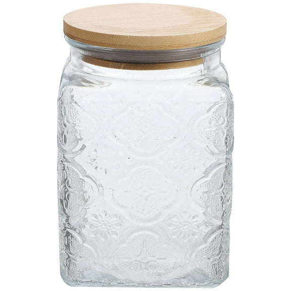 HONMEET Vintage Glass Jar with Airtight Lid for Kitchen Storage, Decorative Container for Pantry, Food, Spices, and Snacks