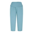 thumbnail image 4 of ZQUUVOU Girls Solid Athletic Leggings Cropped Stretchy 7/8 Length Yoga Pants with Pockets Casual Sports Play Sky Blue, 4 of 9