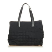 Angle View: Pre-Owned Chanel New Travel Line Tote Bag Nylon Fabric Black