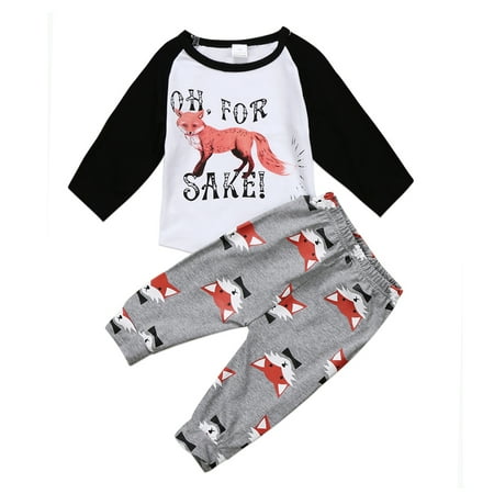 - Fox Newborn Toddler Infant Baby Boy Girl Clothes T-shirt Tops+Pants Outfits Set 0-6 Months