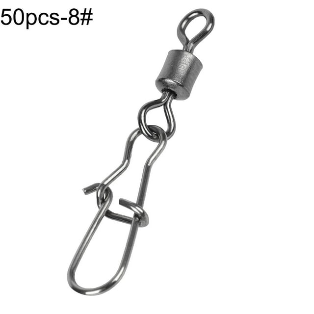 HEVIRGO 50/100Pcs Swivel Fishing Connector Stainless Steel Hook Fast Rolling Clip Snaps