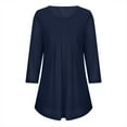 thumbnail image 4 of YanHoo Sparkle 3/4 Sleeve Tunic Tops for Women 2026 Sequin Glitter Pleated Dressy Blouse Crewneck Loose Fit Lightweight Shimmer Party Shirts Navy,XL, 4 of 7