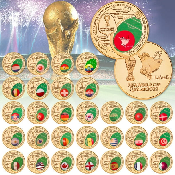 2022 World Cup Gold Plated Commemorative Coin Flag Football Souvenir Gift