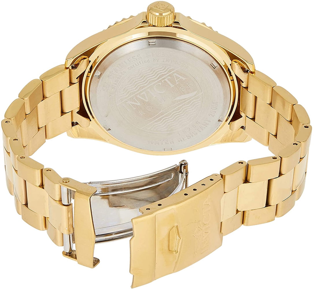 Invicta Men s 15286 Pro Diver 18K Gold Plated Ss Black Dial Watch