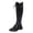 01Black, variant on XUNKUSGA Women's Lace Up Boots Casual Solid Color Round Toe Knee Low Heel High Boots Fashion Vintage Gothic Motorcycle Riding Boots for Women,6.5