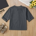 thumbnail image 4 of Ruyang Henley Shirt for Boys Girls Cotton Linen Button T-Shirt Solid Color Tops for Kids Boys Girls Trendy Summer Clothes, 4 of 4