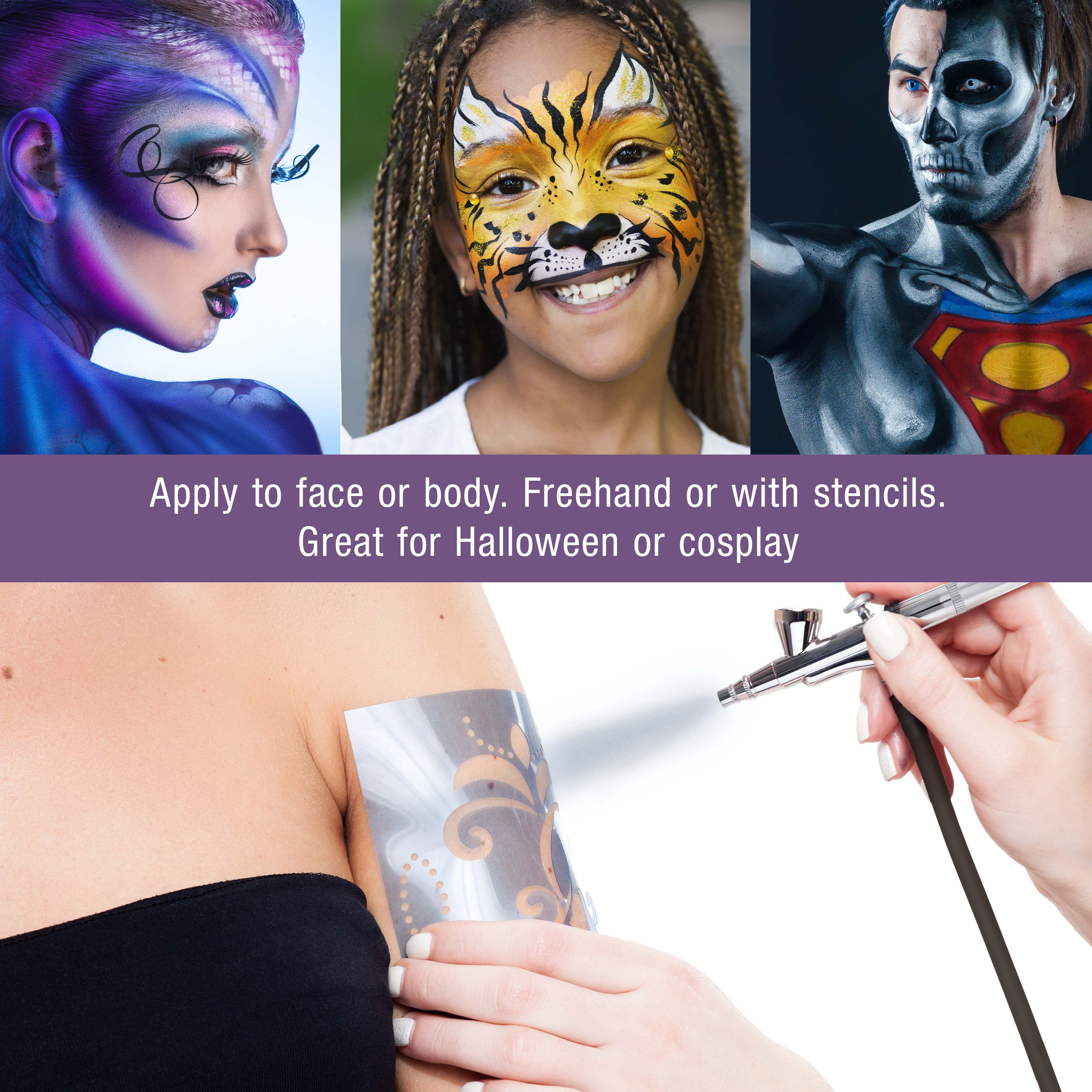 Master Airbrush Airbrushing System Kit with 8 Color Water-Based Face & Body Art Paint Set, Cool Runner II Dual Fan Air Compressor, Pro Gravity Airbrush, Hose - Washable Temporary Tattoo, How to Guide