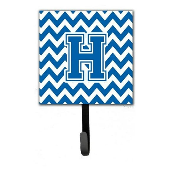 Letter H Chevron Blue & White Leash or Key Holder, 6 x 1.25 x 4.25 in.