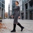 thumbnail image 4 of BLISSFUL STEP Women's Over Knee Thick Platform Shoes Side Zipper Winter Thigh High Boots Black 5, 4 of 5