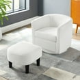 thumbnail image 3 of Kevinplus Swivel Accent Chair 360° Comfy Recliner Corduroy Arm Chair Single Sofa with Ottoman for Living Room Bedroom,White, 3 of 14