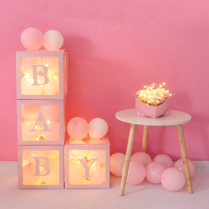 Large Letter Cube Transparent Balloon Boxes Kid Birthday Baby Shower Party Decor