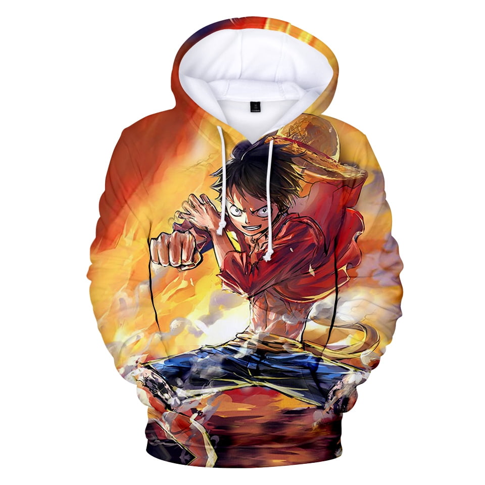 Anime Luffy Hoodie Sweatshirt Anime One Piece Cosplay Hooded Pullover for  Kids and Adults 