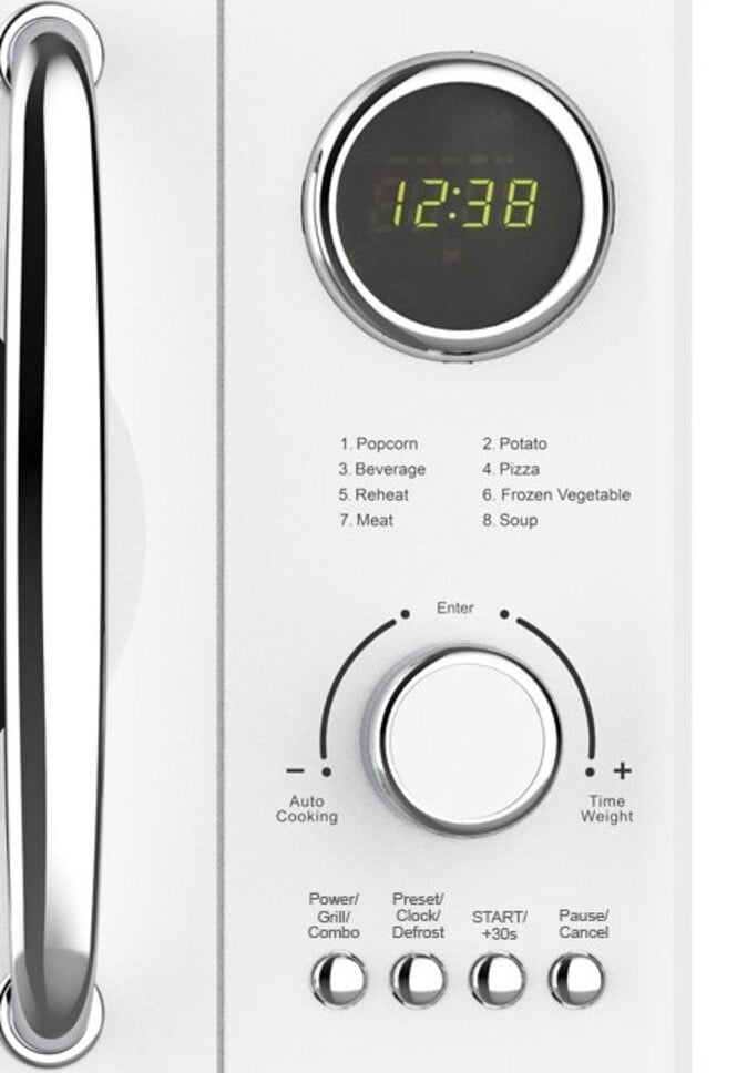 Emerson 0.9 Cu. Ft., 800W Retro White Microwave Oven with Grill, MWRG0901W