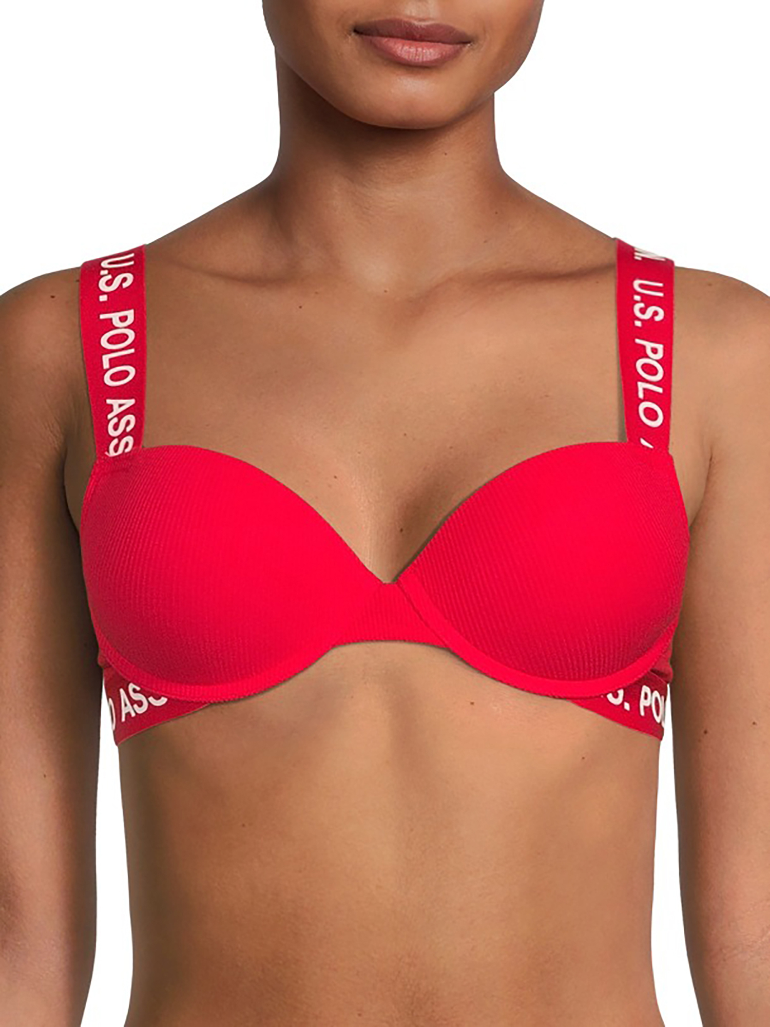 U.S. Polo Assn. Women's 2 Pack Tag-Free Ribbed Cotton Spandex Push Up Bra Set - image 2 of 4