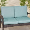 thumbnail image 2 of GDF Studio Massey Outdoor Water Resistant Fabric Loveseat Cushions with Piping, Teal, 2 of 7