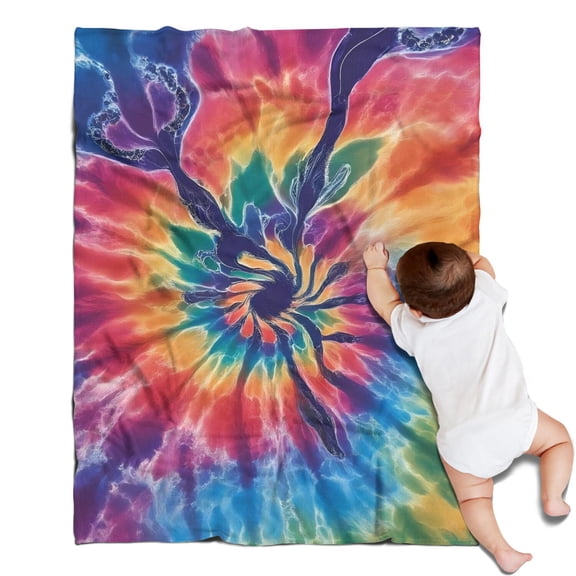 Colorful Rainbow Tie Dye Spiral Pattern Blanket,Comfortable Soft Flannel Throw Blanket,All Season,Warm Lightweight Blankets for Sofa Bed Couch Living Room Chair,30"x40"