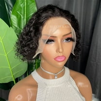 Vendor Wholesale Cheap Brazilian Natural Virgin Raw Human Hair Summer Curly lace Bob Part T Wigs Short Pixie Cut Wig P77