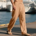 thumbnail image 6 of GrmtClth Mens Linen Pants Loose Fit 2025 Fashion Elastic Waist Pants Wide Leg Beach Yoga Trousers with Pockets Earthy Yellow M, 6 of 9