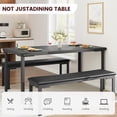 thumbnail image 4 of 3-Piece Dining Table Set, Rectangular Kitchen Dinette Set with 2 Upholstered Benches, MDF & Metal Frame, Space-Saving Furniture for Dining Room, Breakfast Nook and Apartment, Black, 4 of 5