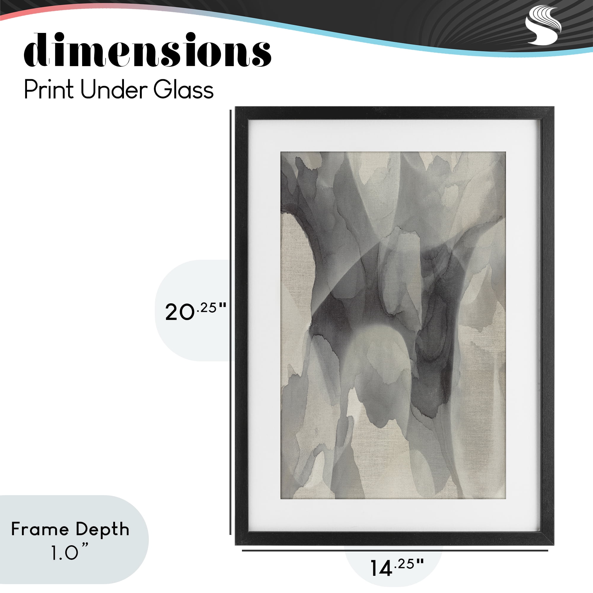 Stupell Industries Monochrome Watery Drips Black Framed Print Under Glass, design by Kippi Leonard