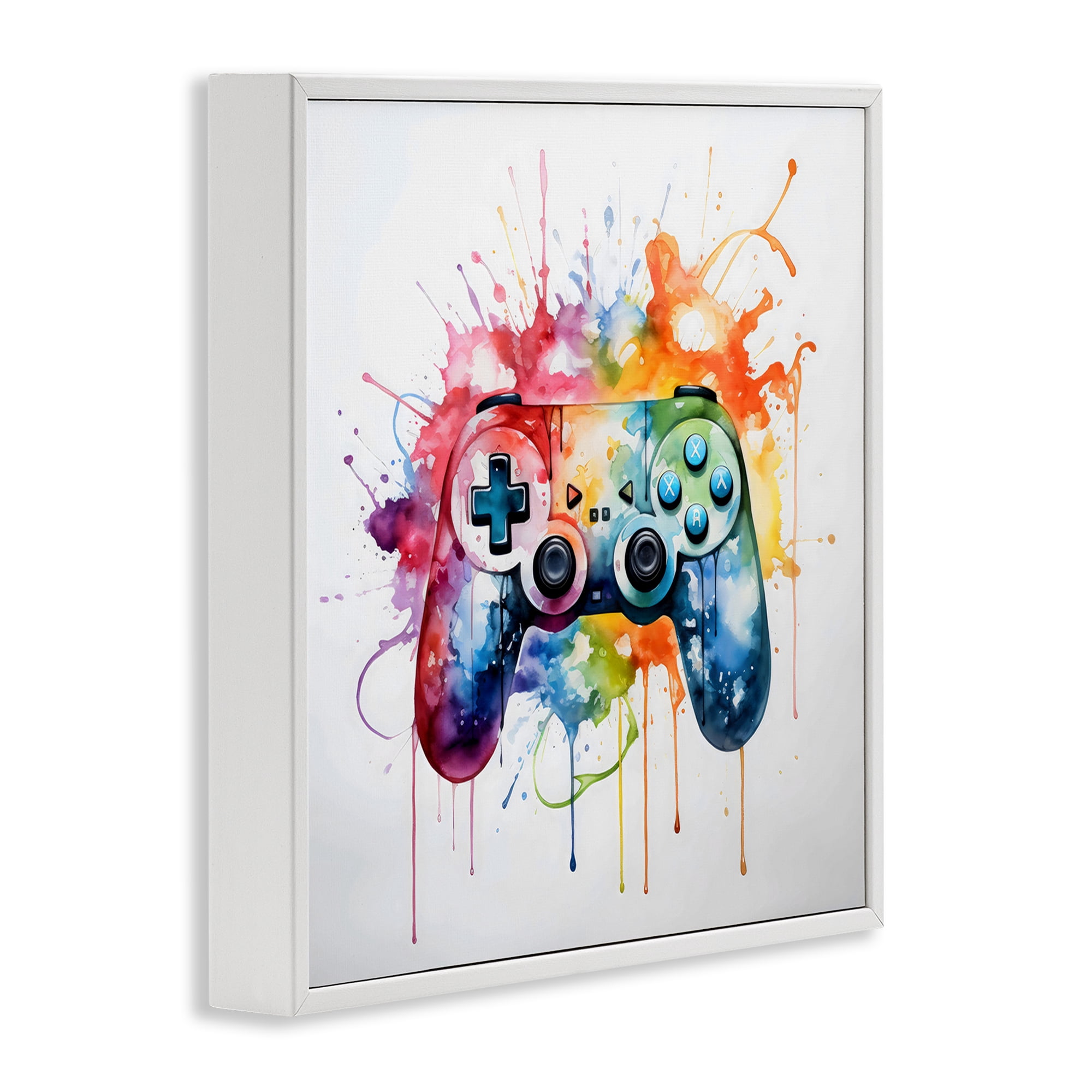 Stupell Industries Colors of Gaming Splatter White Framed Giclee Art, design by Creative Studio