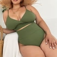 thumbnail image 2 of Danhjin Womens Plus Size Swimsuit Summer Beach Sexy Solid High Waisted Bikini Sets Two Piece Swimsuit, 2 of 5