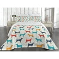 thumbnail image 2 of Ambesonne Colorful Quilted Coverlet 3 Pcs, Retro Dog, King Size, Grey Red Teal, 2 of 4