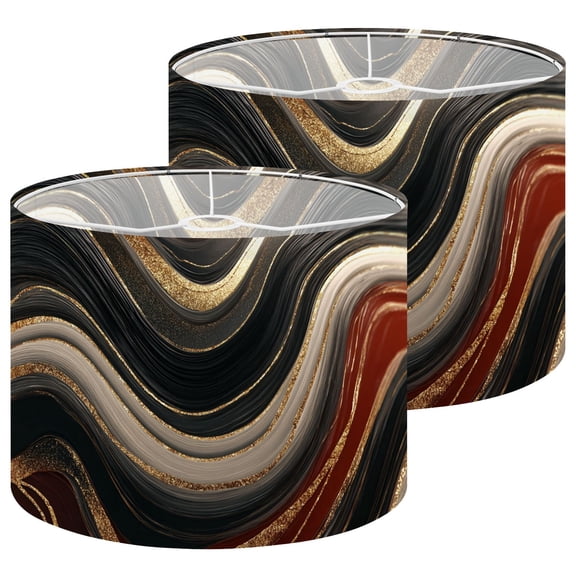 Lampshades 2 Pack Red Abstract Marble Burgundy Black Malachite Gold Veins Aesthetic 13"x13"x10" Light Shade for Table Lamps Floor Lamps Drum Lamp Shades Lampshade Replacement Easy Assembly