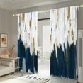 thumbnail image 6 of WNOOHIY Navy Blue White Abstract Light-filtering Curtains for Living Room Bedroom,Set of 2 Panels, 6 of 6