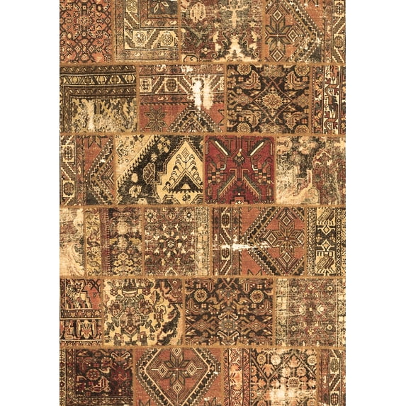 Ahgly Company Indoor Rectangle Patchwork Brown Transitional Area Rugs, 6' x 9'