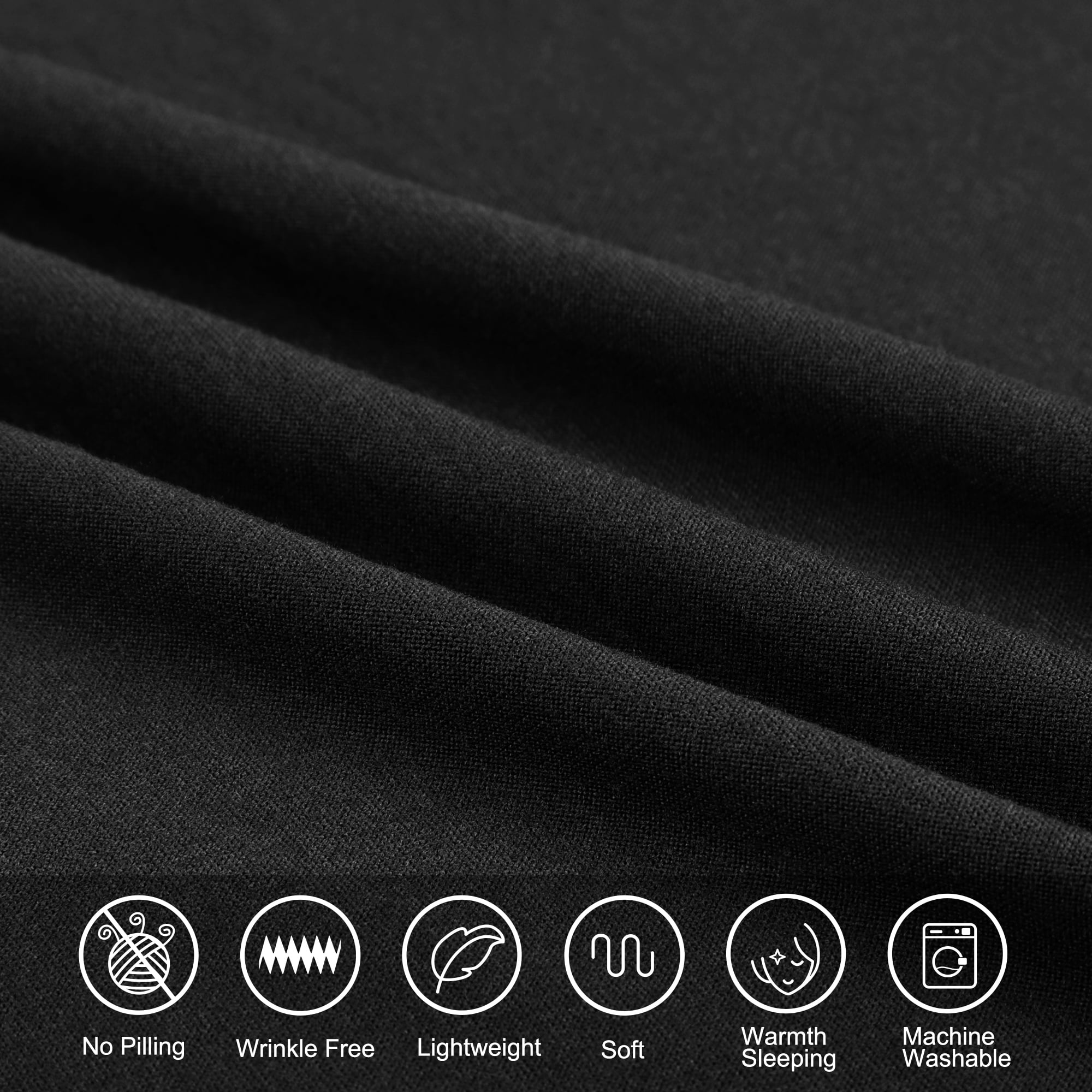 Unique Bargains Soft 190GSM Queen 16 Inch Deep Pocket Fitted Sheets Black Twin