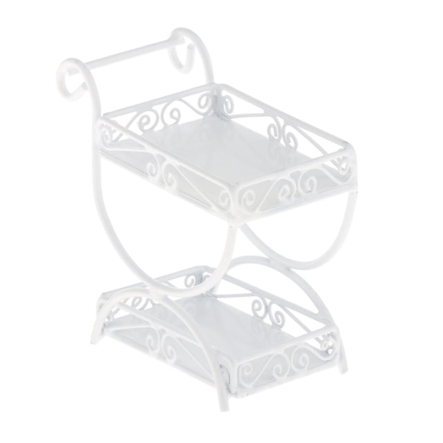 Milaget 1:12 Plant Pot Display Shelf Collections Dioramas Mini Storage Rack Building white