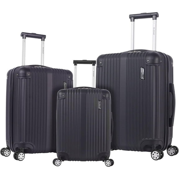 Rockland Luggage Berlin 3 Piece ABS Non-Expandable Luggage Set, Black