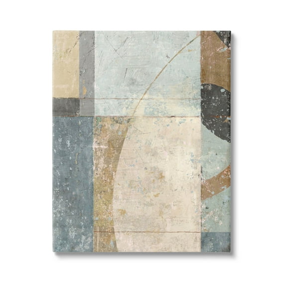 Weathered Geometric Shapes Abstract Painting Gallery Wrapped Canvas Print Wall Art