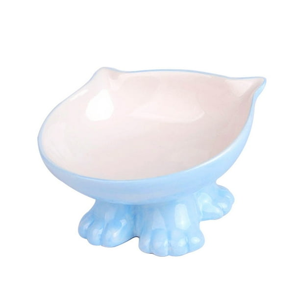 Slanted Elevated Cat Bowls Ceramic Raised Cat Food Bowl for Protecting